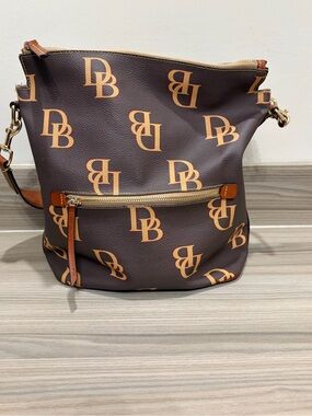 Dooney & Bourke Brown and Tan DB Logo Crossbody